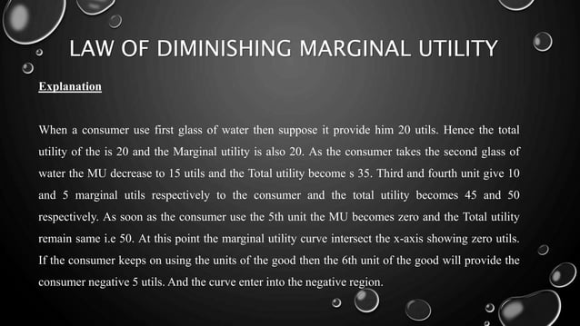 Law of diminishing marginal utility | PPTX | Water Services | Home ...