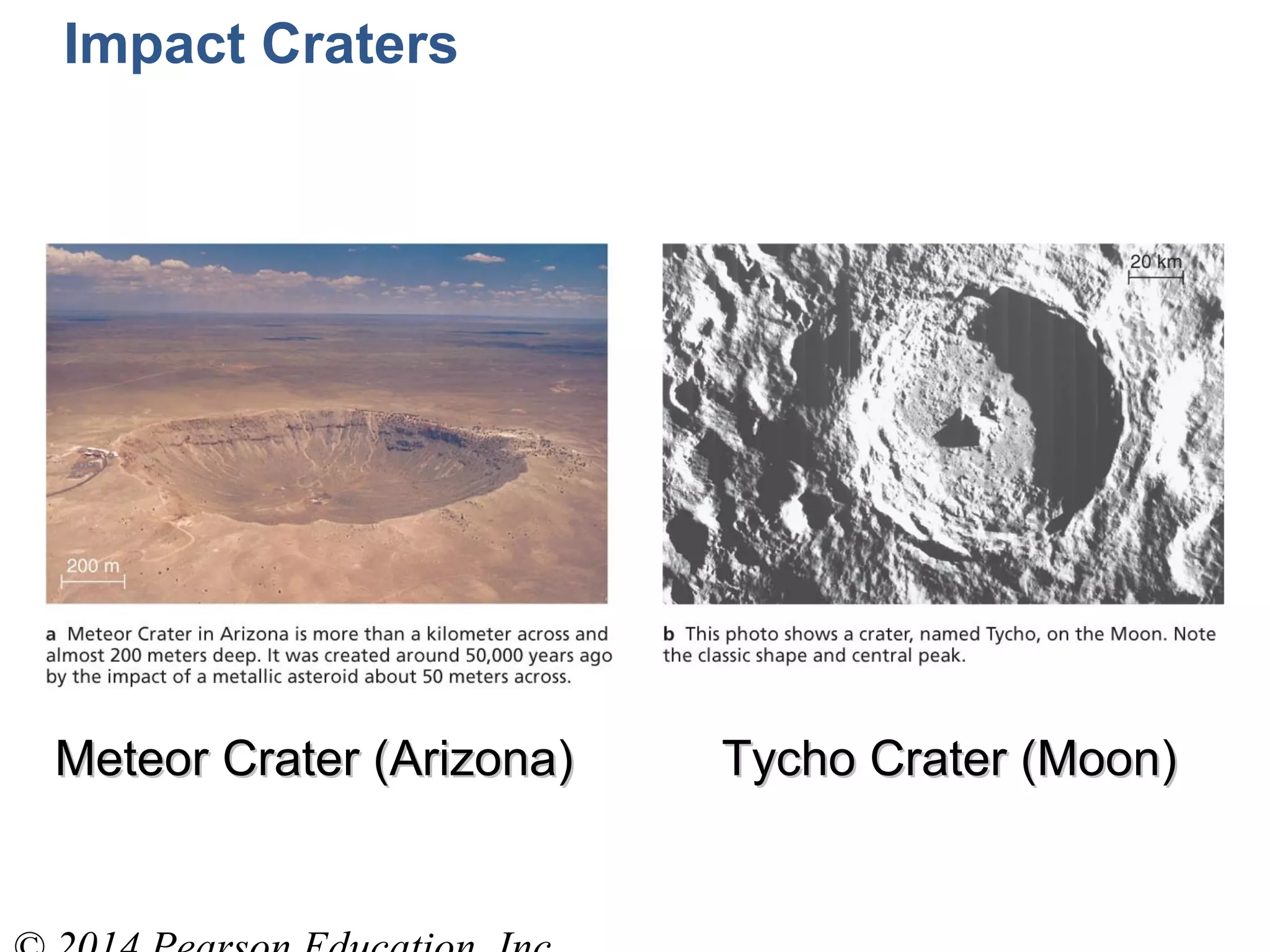 Meteor Crater (Arizona)Meteor Crater (Arizona) Tycho Crater (Moon)Tycho Crater (Moon)
Impact Craters
 
