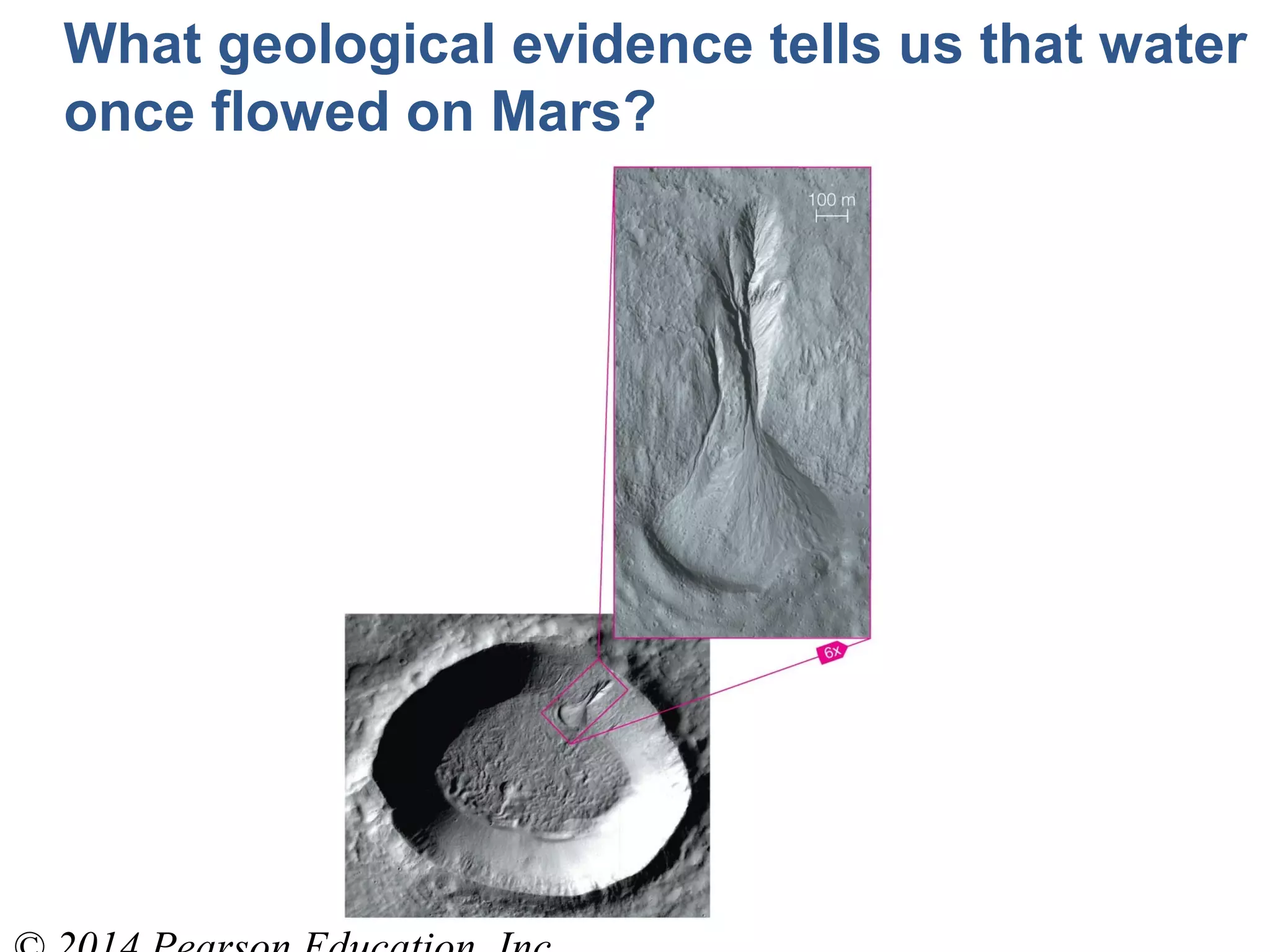 What geological evidence tells us that water
once flowed on Mars?
 