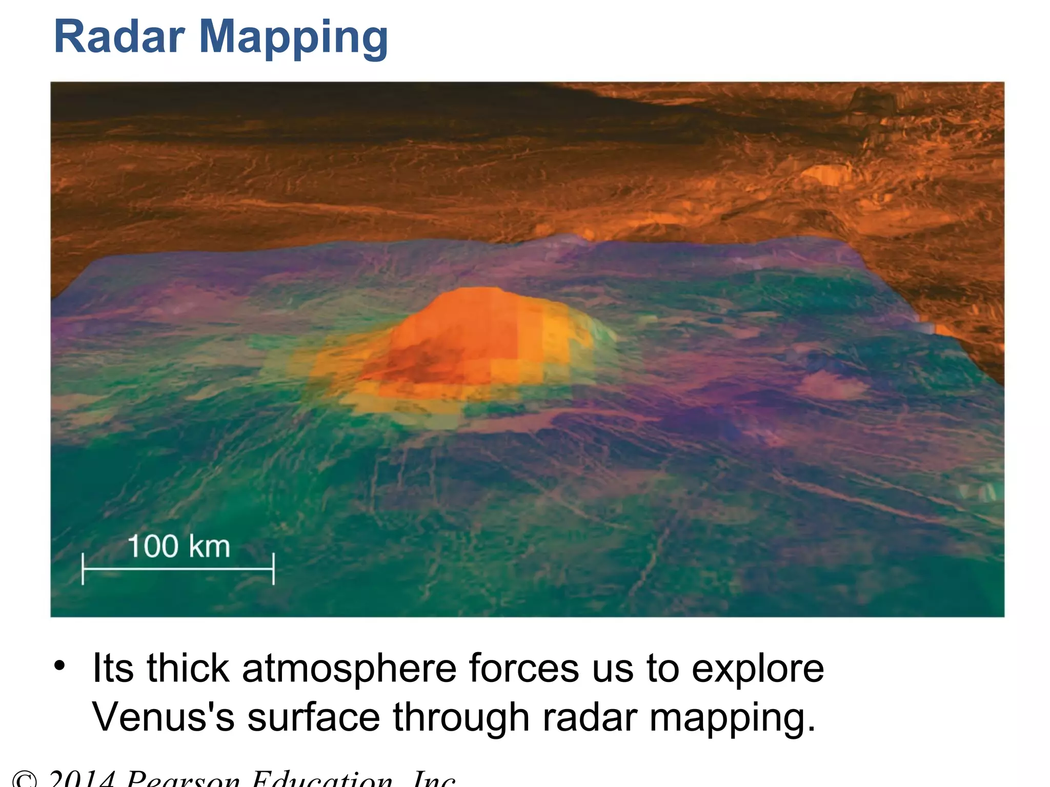 Insert TCP7e
figure 9.35
Insert TCP7e
figure 9.35
Radar Mapping
• Its thick atmosphere forces us to explore
Venus's surface through radar mapping.
 