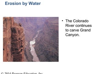 Erosion by Water
• The Colorado
River continues
to carve Grand
Canyon.
 