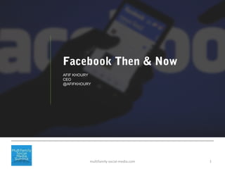 1multifamily-social-media.com
Facebook Then & Now
AFIF KHOURY
CEO
@AFIFKHOURY
 