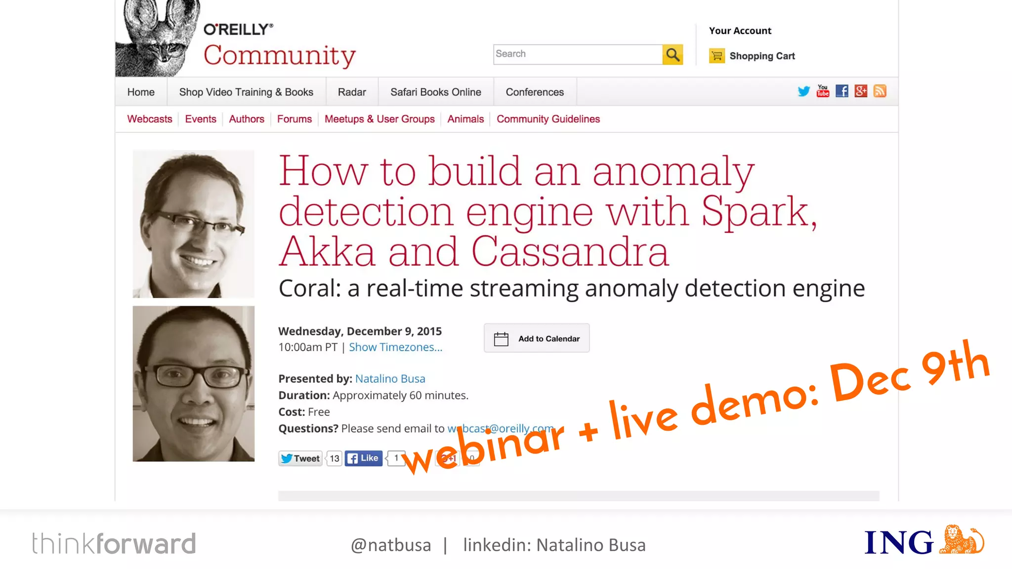 @natbusa | linkedin: Natalino Busa
webinar + live demo: Dec 9th
 
