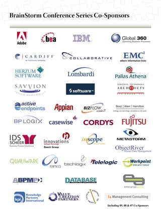 BrainStorm Conference Series Co-Sponsors




                                Including 09, 08 & 07 Co-Sponsors
 