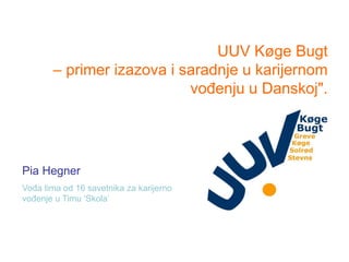UUV Køge Bugt
– primer izazova i saradnje u karijernom
vođenju u Danskoj".

Pia Hegner
Vođa tima od 16 savetnika za karijerno
vođenje u Timu ‘Skola’

 