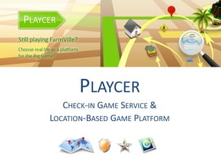 PLAYCER
   CHECK-IN GAME SERVICE &
LOCATION-BASED GAME PLATFORM
 