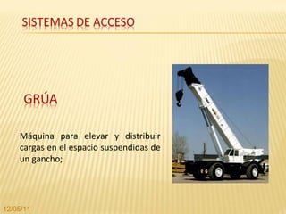 Máquina para elevar y distribuir cargas en el espacio suspendidas de un gancho; 