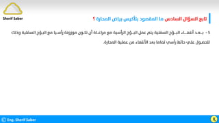 ‫اﻟﺴﺎدس‬ ‫اﻟﺴﺆال‬ ‫ﺗﺎﺑﻊ‬
‫اﻟﻤﺤﺎرة‬ ‫ﺑﻴﺎض‬ ‫ﺑﺘﺄﻛﻴﺲ‬ ‫اﻟﻤﻘﺼﻮد‬ ‫ﻣﺎ‬
‫؟‬
©Eng. Sherif Saber Ӽ
٥
-
‫اﻟﺴ‬ ‫اﻟﺒــﺆج‬ ‫ﻣﻊ‬ ‫رأﺳــﻴﺎ‬ ‫ﻣﻮزوﻧﺔ‬ ‫ﺗﻜــﻮن‬ ‫أن‬ ‫ﻣﺮاﻋـــﺎة‬ ‫ﻣﻊ‬ ‫اﻟﺮأﺳﻴﺔ‬ ‫اﻟﺒــــﺆج‬ ‫ﻋﻤﻞ‬ ‫ﻳﺘﻢ‬ ‫اﻟﺴﻔﻠﻴﺔ‬ ‫اﻟﺒــــﺆج‬ ‫أﻧﺘﻬـــــﺎء‬ ‫ﺑــــﻌــﺪ‬
‫وذﻟﻚ‬ ‫ﻔﻠﻴﺔ‬
‫اﻟﻤﺤﺎرة‬ ‫ﻋﻤﻠﻴﺔ‬ ‫ﻣﻦ‬ ‫اﻷﻧﺘﻬﺎء‬ ‫ﺑﻌﺪ‬ ‫ﺗﻤﺎﻣﺎ‬ ‫رأﺳﻲ‬ ‫ﺣﺎﺋﻂ‬ ‫ﻋﻠـﻲ‬ ‫ﻟﻠﺤﺼــﻮل‬
.
Sherif Saber
 