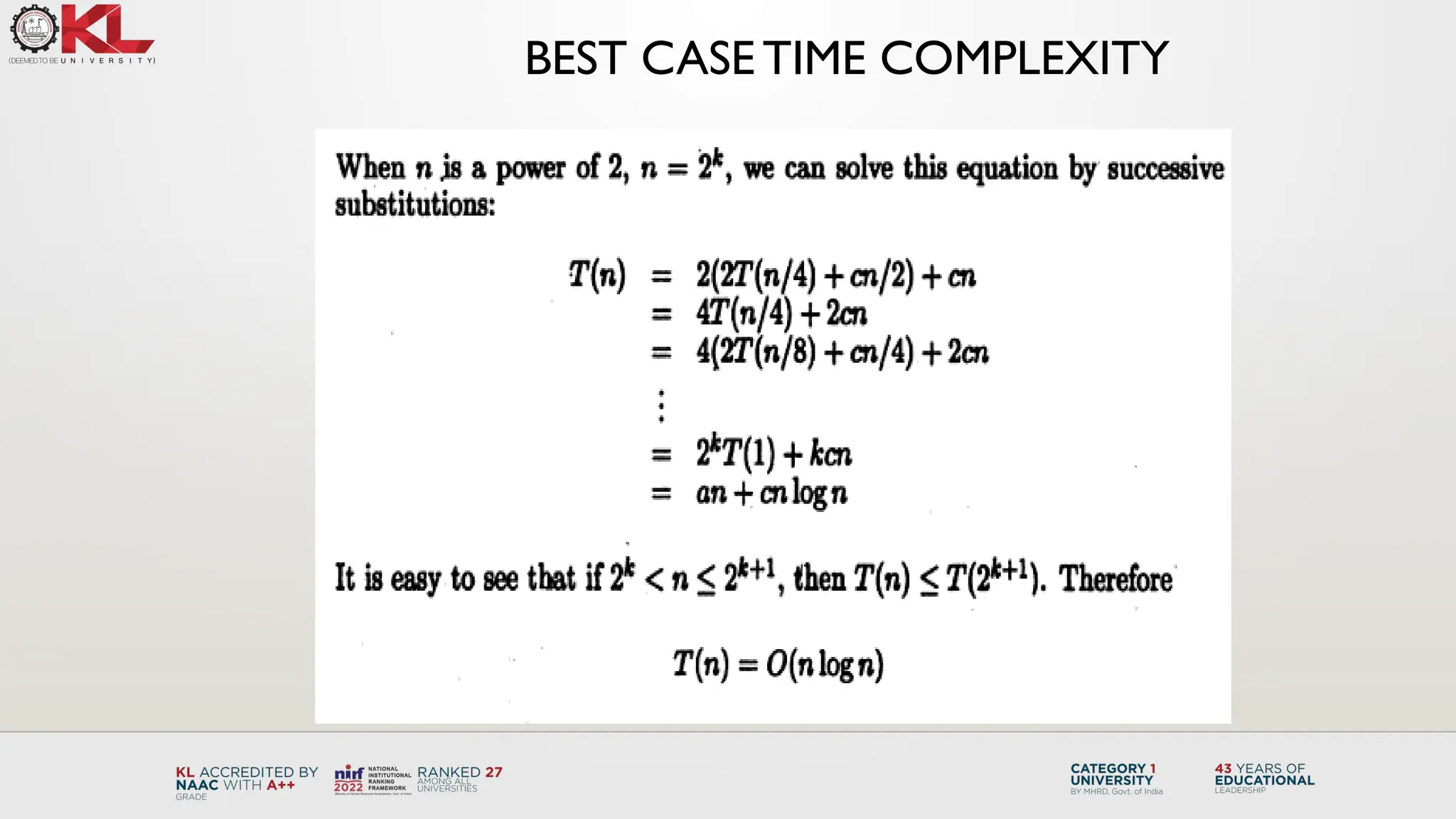 BEST CASE TIME COMPLEXITY
 