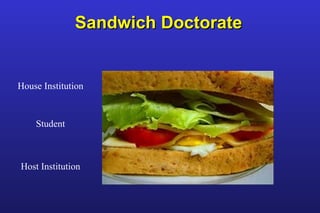 Sandwich Doctorate House Institution Student Host Institution 