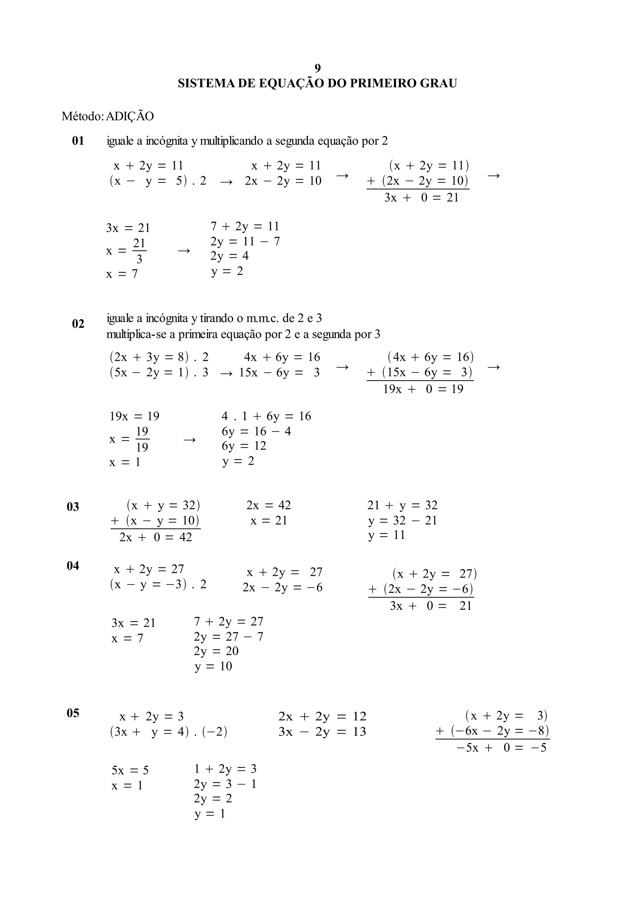 09 sistema de equação do primeiro grau | PDF