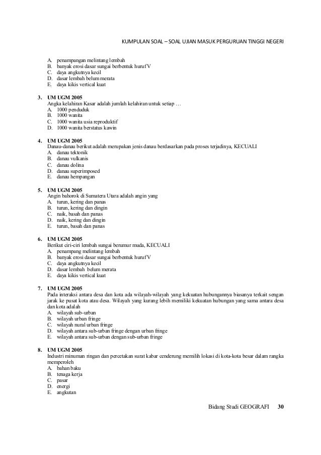 Soal Geografi Pola Keruangan Desa Dan Kota Guru Paud