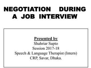 Negotiation skills and a job interview