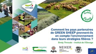 Comment les pays partenaires
de GREEN SHEEP prennent-ils
en compte l’environnement
dans leurs stratégies filières ?
Sindy Throude – Institut de l’Elevage
 