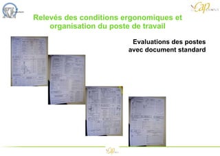 Relevés des conditions ergonomiques et organisation du poste de travail Evaluations des postes avec document standard 