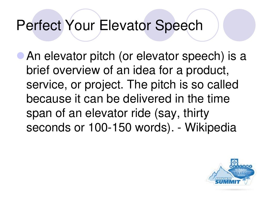 Perfect Your Elevator Speech An