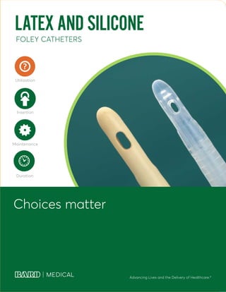 Choices matter
Advancing Lives and the Delivery of Healthcare.®
Insertion
Maintenance
Duration
Utilization
FOLEY CATHETERS
LATEX AND SILICONE
 