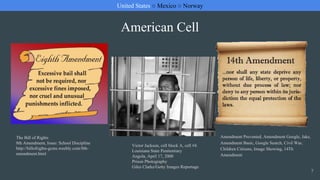 American Cell
United States ○ Mexico ○ Norway
7
Amendment Prevented, Amendment Google, Jake,
Amendment Basic, Google Search, Civil War,
Children Citizens, Image Showing, 14Th
Amendment
The Bill of Rights
8th Amendment, Issue: School Discipline
http://billofrights-gcms.weebly.com/8th-
amendment.html
Victor Jackson, cell block A, cell #4.
Louisiana State Penitentiary
Angola, April 17, 2000
Prison Photography
Giles Clarke/Getty Images Reportage
 