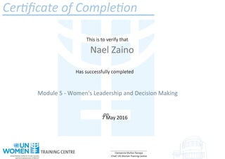 Nael Zaino
Module 5 - Women's Leadership and Decision Making
7 May 2016
Powered by TCPDF (www.tcpdf.org)
 
