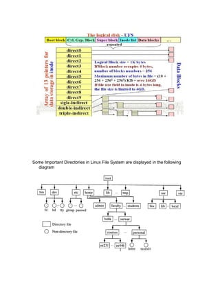Some Important Directories in Linux File System are displayed in the following
diagram
 
