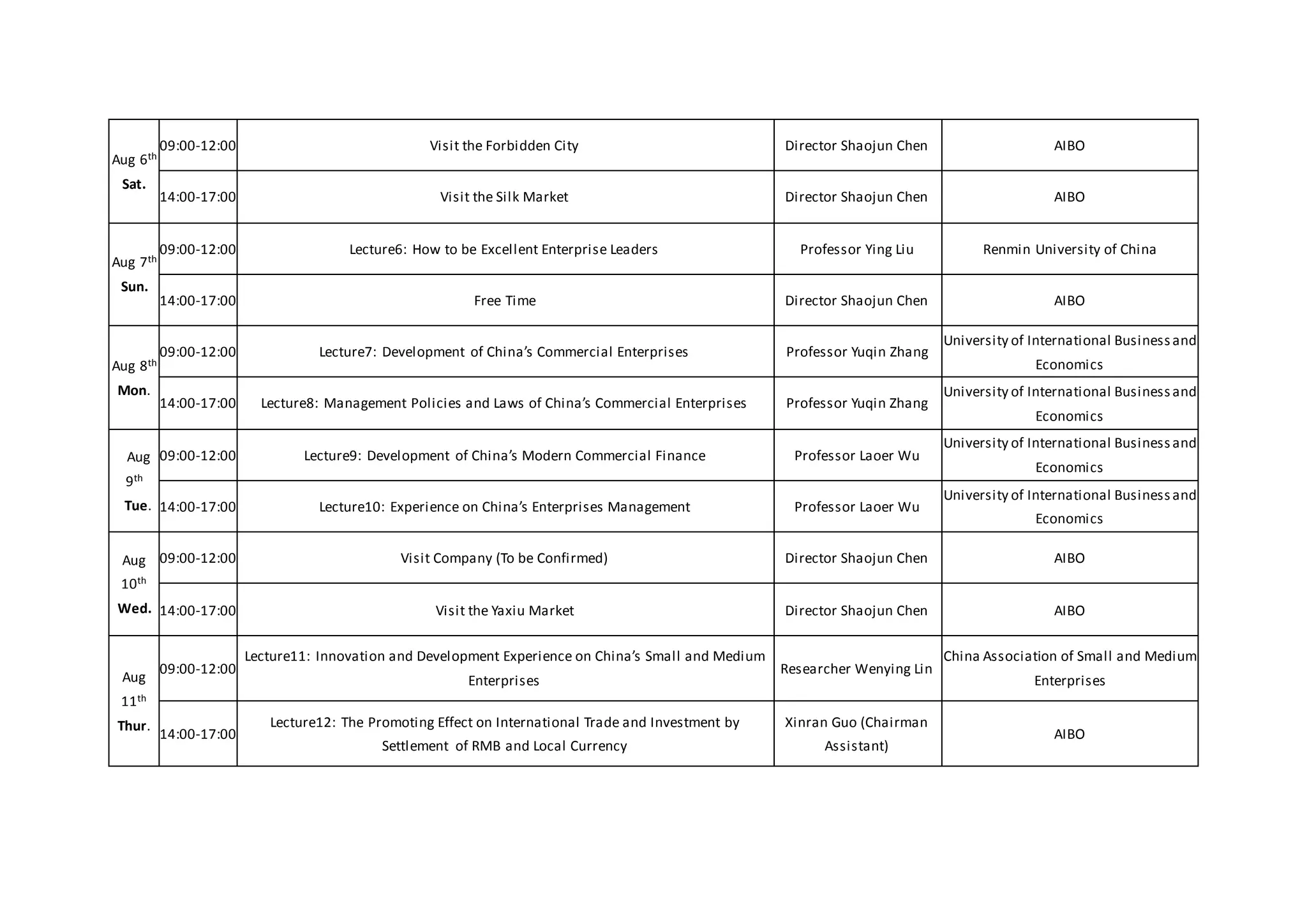 Business Seminar Schedule | PPT