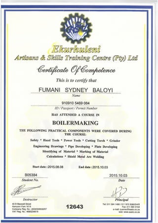 BoilerMaking Certificate