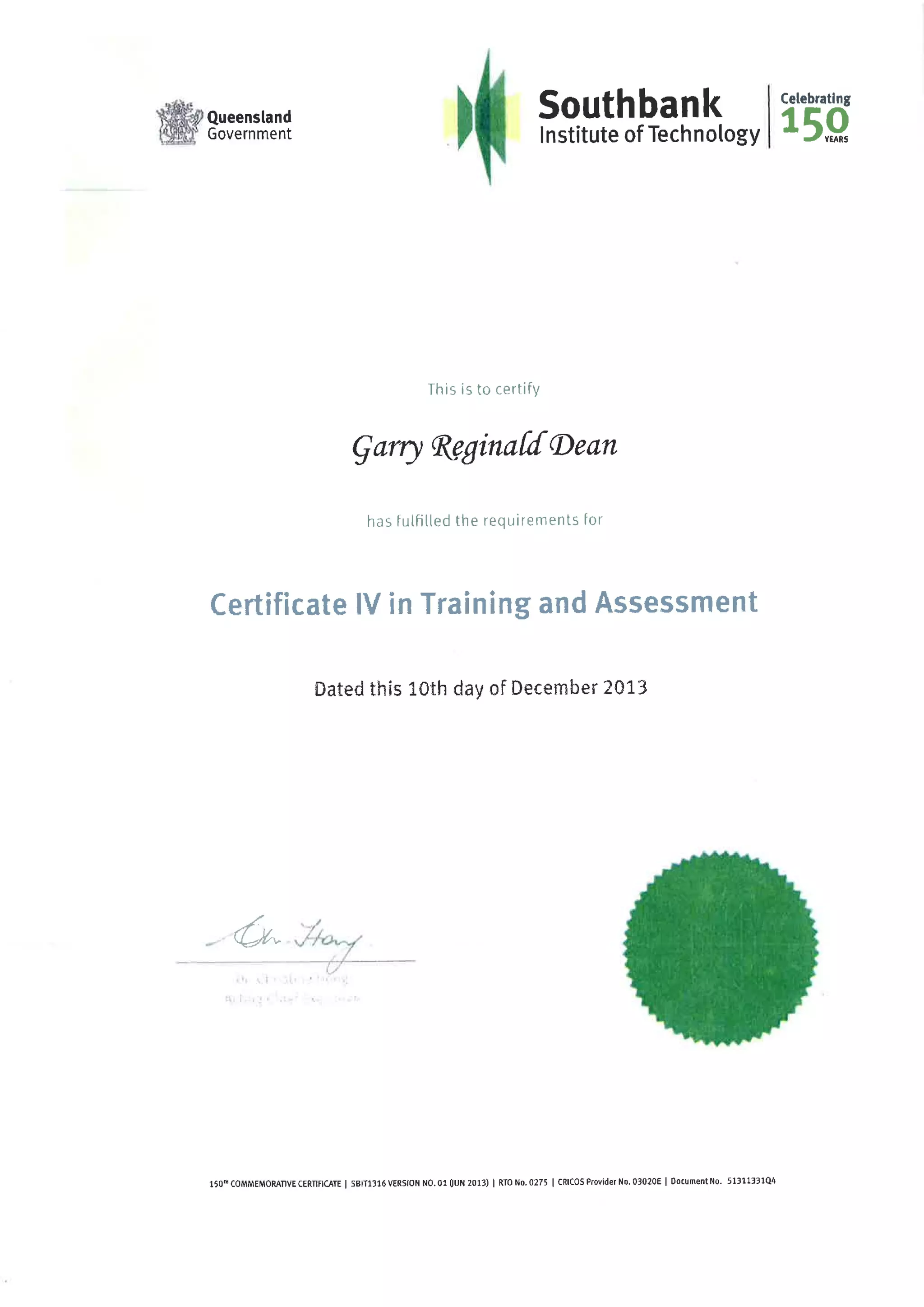 cert IV T & A 10_12_2013 PDF