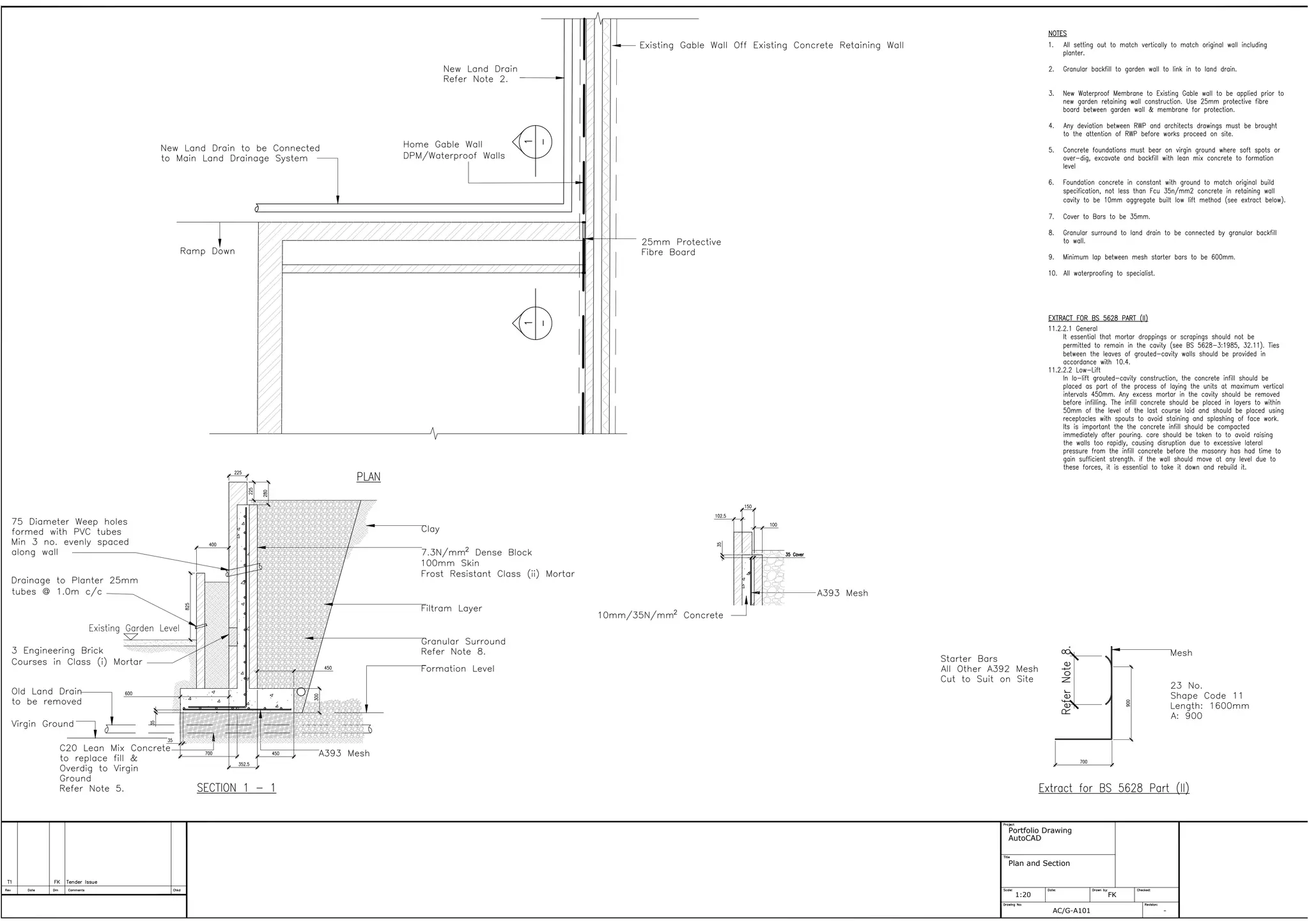 Portfolio Drawing
AutoCAD
Plan and Section
1:20 FK
AC/G-A101 -
 