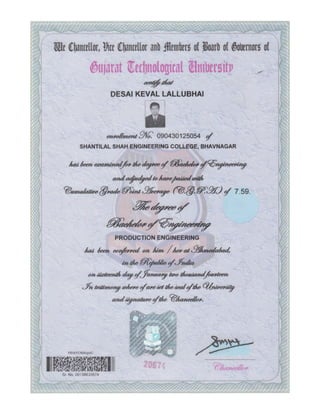 Degree Certificate(B.E)