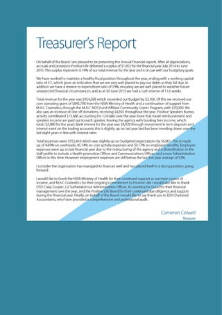 PLNSW Annual Report 2015 - Treasurer's Report