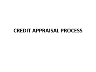 CREDIT APPRAISAL PROCESS
 