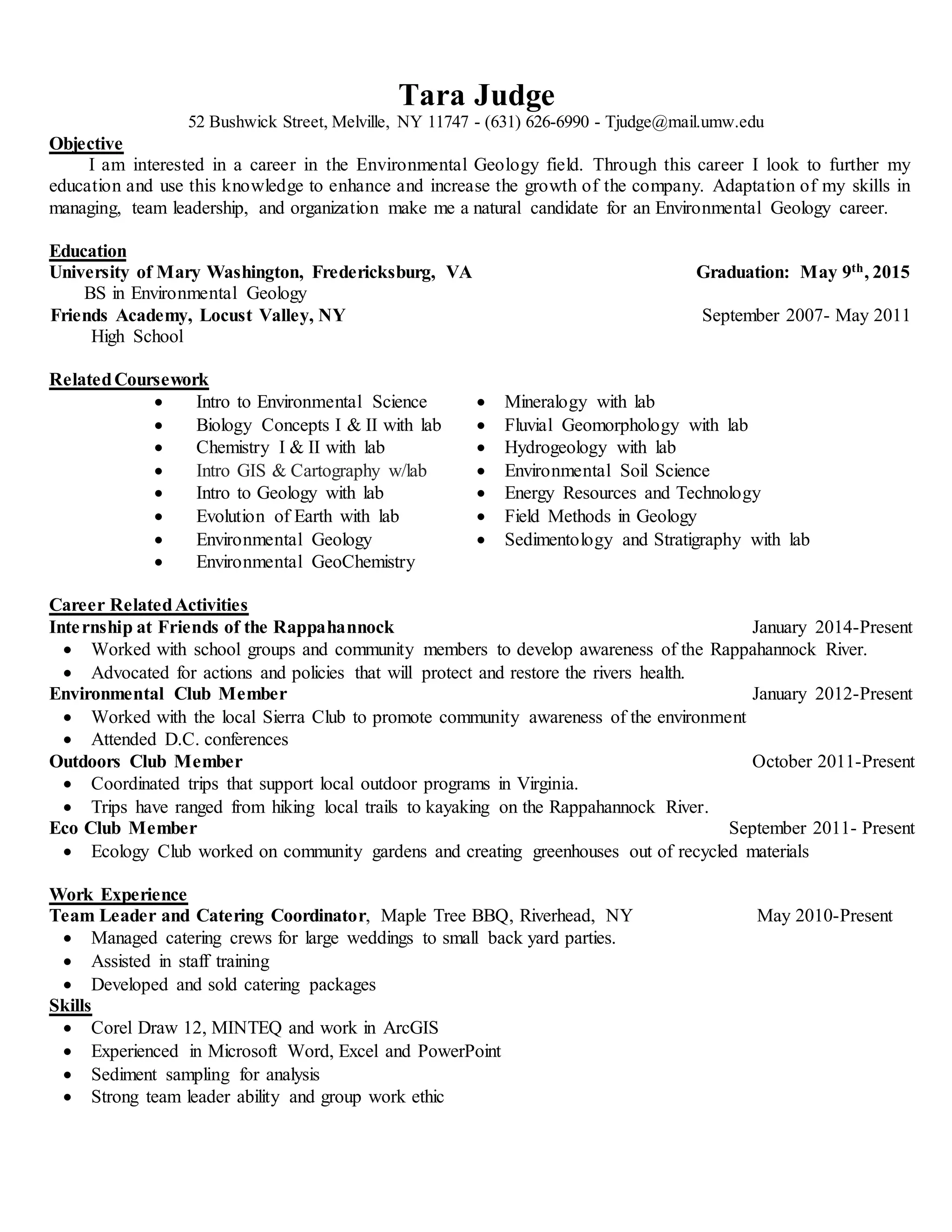 Tara Judge_Resume_2015 | PDF