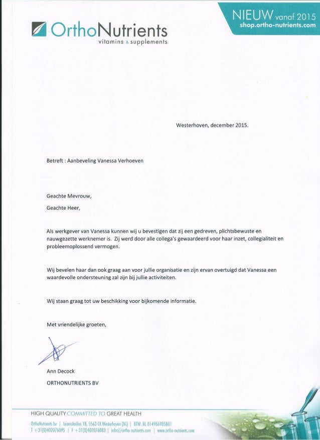aanbevelingsbrief