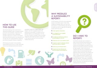 2 3UNLOCKING SUSTAINABLE POTENTIALIMS CONSULTING
HOW TO USE
THIS GUIDE
WHY PRODUCE
A SUSTAINABILITY
REPORT?
Non-financial ...