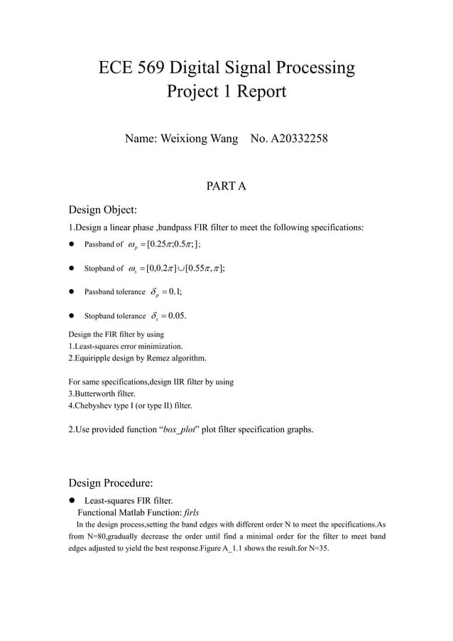 ECE 569 Digital Signal Processing Project | PDF