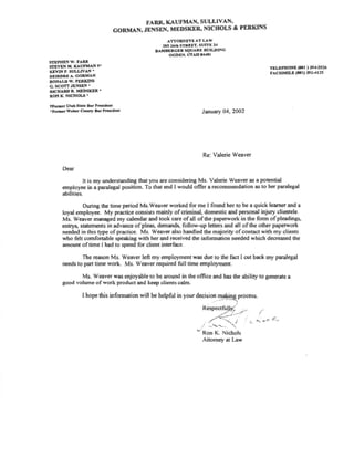 Ron Nichols Reference Letter
