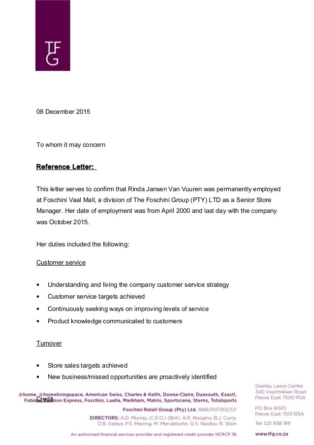 Letter Of Employment Reference – Employment Reference Letter Template