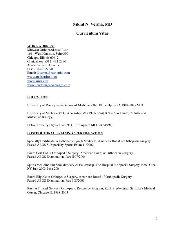 sample physician cv