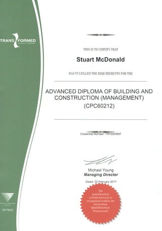 Adv Diploma of Building and Construction (Managment)