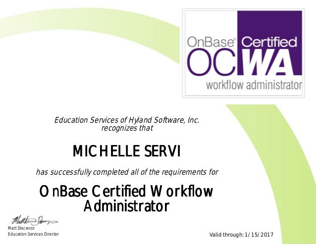onbase system administrator certification