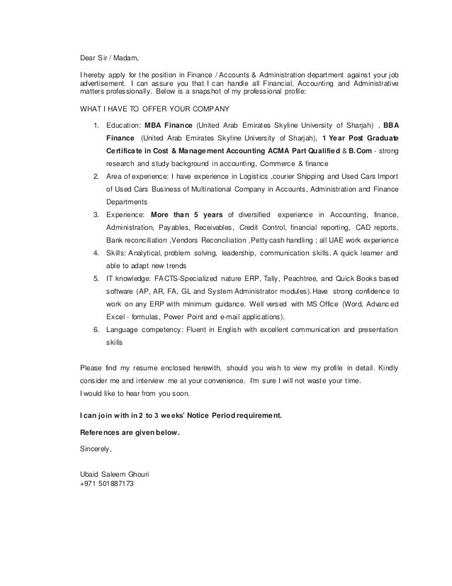 Cover Letter For Department cover letter