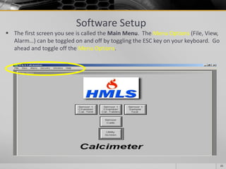 Training Outline HMLS Auto Calcimeter | PDF