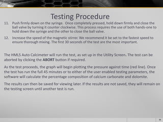 Training Outline HMLS Auto Calcimeter | PDF