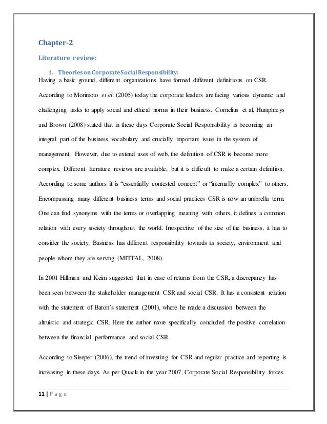 A literature review on corporate social responsibility