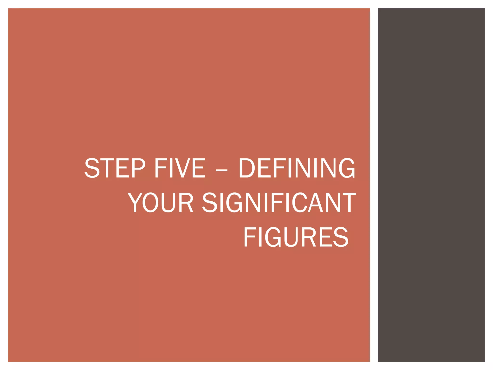 STEP FIVE – DEFINING
YOUR SIGNIFICANT
FIGURES
 