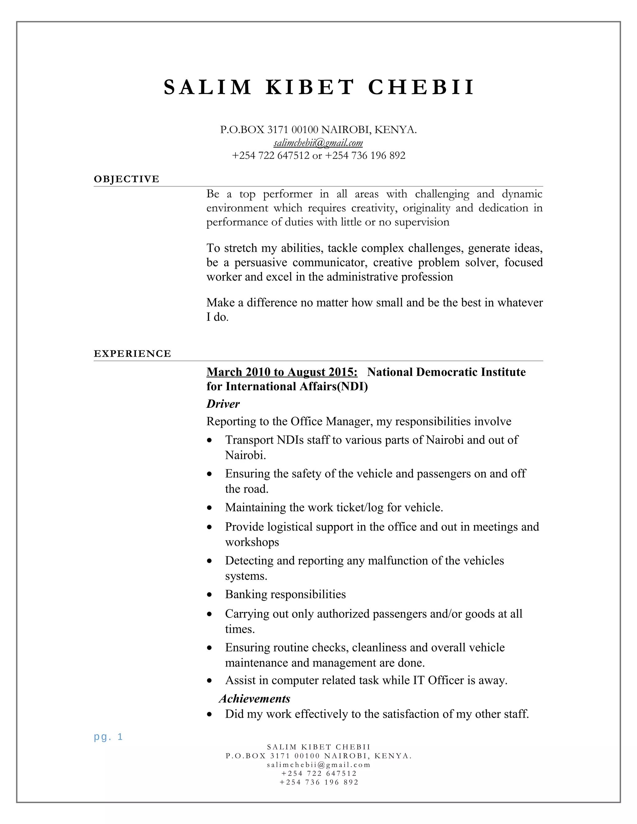 Salim K. Chebii CV | DOC
