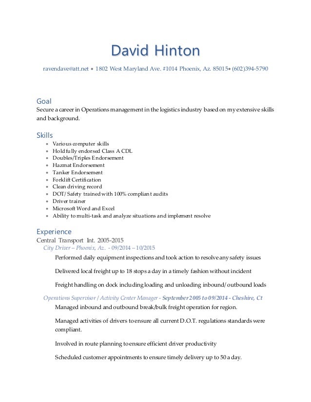 David Hinton Resume 1