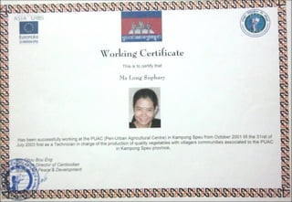 Working certificate with Asia Urb