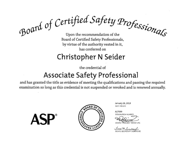 Seider ASP Certification | PDF