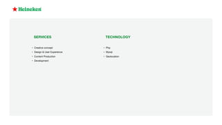 SERVICES
• Creative concept

• Design & User Experience 

• Content Production 

• Development
TECHNOLOGY
• Php

• Mysql

• Geolocation
 